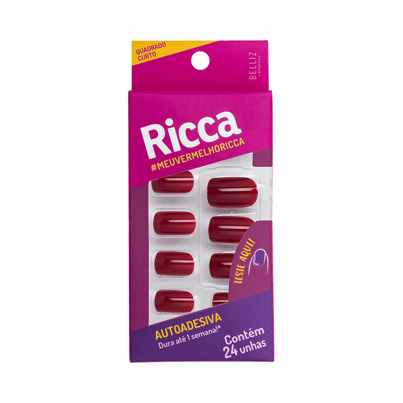 Unhas-Auto-Adesivas-Ricca-Vermelho-Bordo--1845-