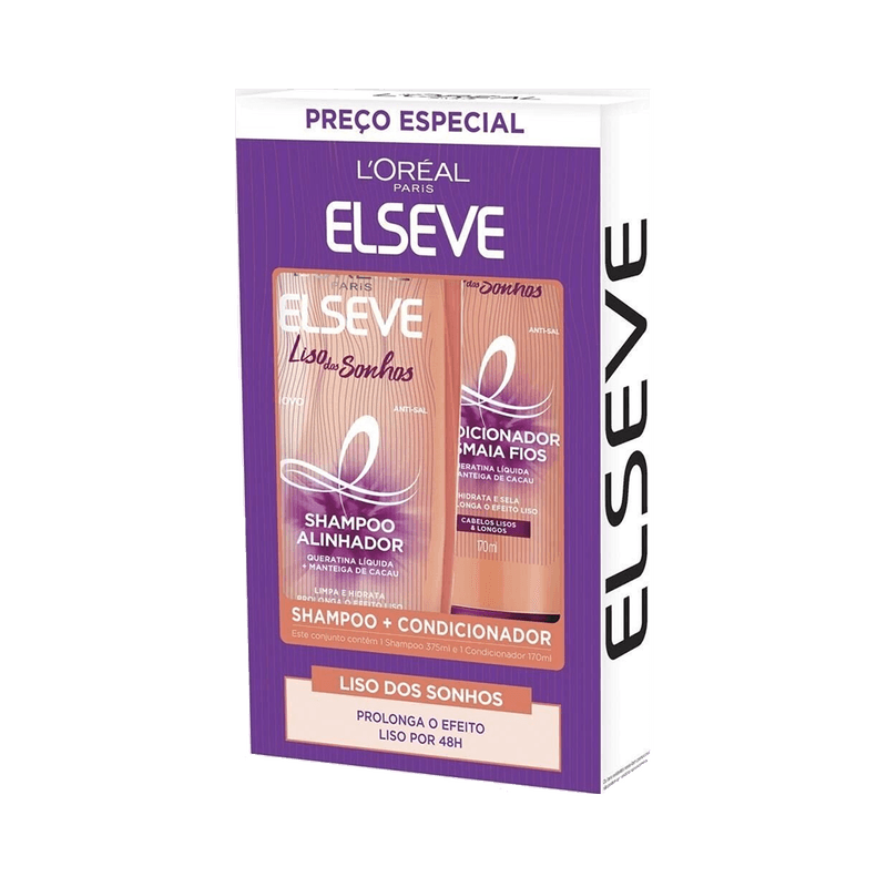 Kit-Elseve-Shampoo-375ml---Condicionador-170ml-Liso-dos-Sonhos-7899706184380