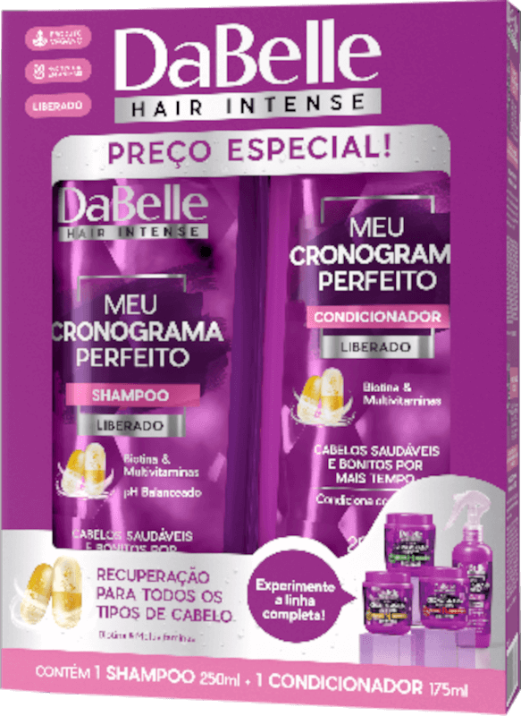 Kit-Shampoo-250ml---Condicionador-175ml-Dabelle-Meu-Cronograma-Perfeito