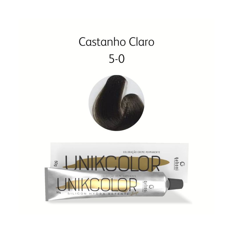 Coloracao-Unikcolor-5.0-Castanho-Claro-Gaboni-Professional-50g