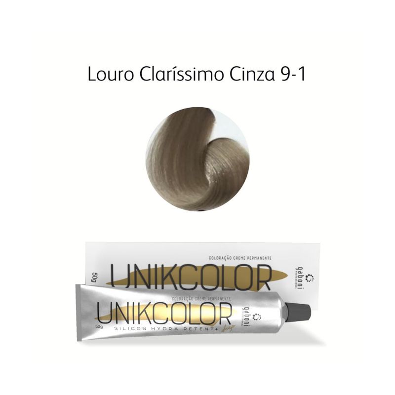 Coloracao-Unikcolor-9.1-Louro-Clarissimo-Acizentado-Gaboni-Professional-50g