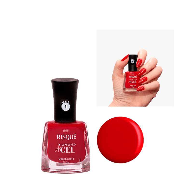 Esmalte-Risque-Diamond-Gel-Vermelho-Cereja-7891350037128