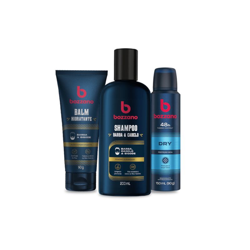 Kit Cuidados Essenciais Pele Cabelo e Barba 3 produtos Ikesaki