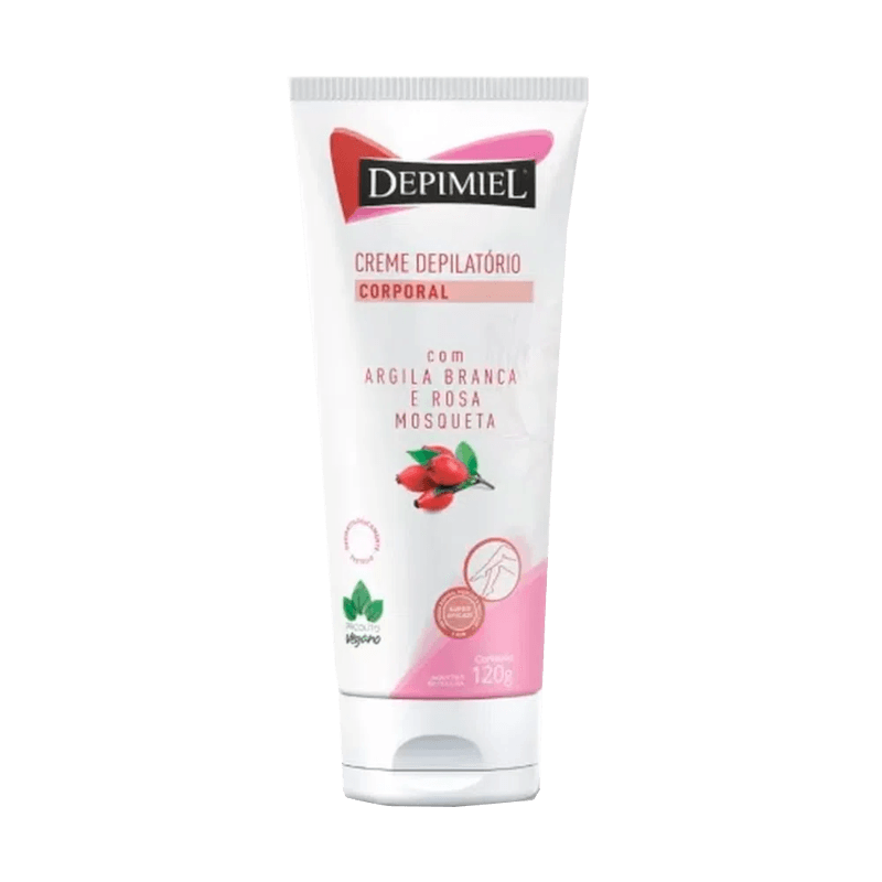 Creme-Depilatorio-Depimiel-Corporal-com-Argila-Branca-e-Rosa-Mosqueta-120g