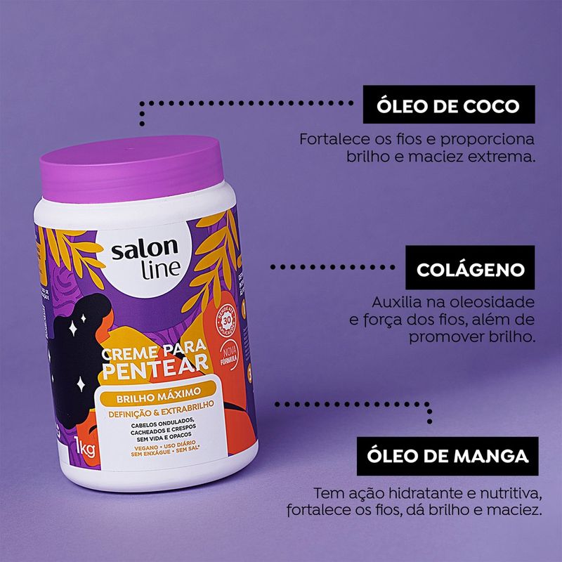 Creme para Pentear Salon Line Definição Máxima 1kg Cabelo Cacheado e outros