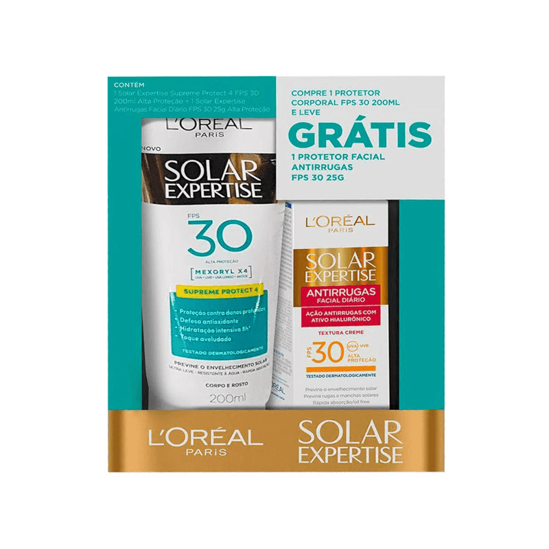 kit-L-Oreal-expertise-protetor-solar-corporal-fPS30-200ml---protetor-solar-facial-antirrugas-25g-7899706223300---1-
