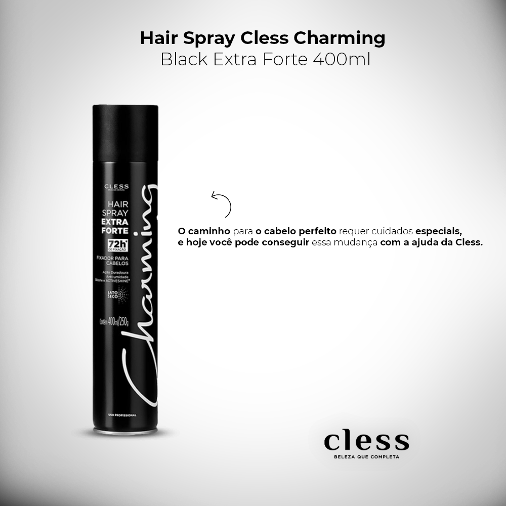 Hair Spray Cless Charming Black Extra Forte 400ml - Ikesaki