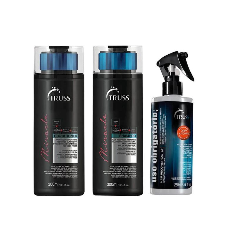 Kit-Truss-Shampoo--Condicionador-Miracle-300ml---Spray-de-Tratamento-Uso-Obrigatorio-260ml