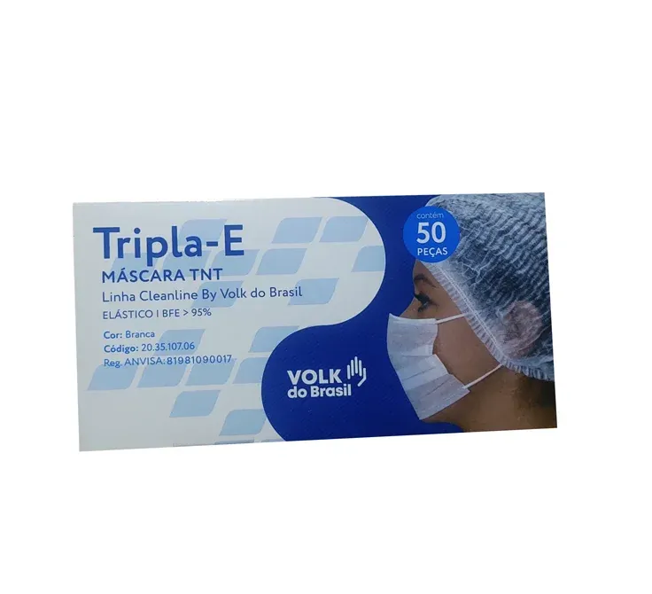Máscara Volk TNT Tripla com Elástico 50 Uni - Ikesaki