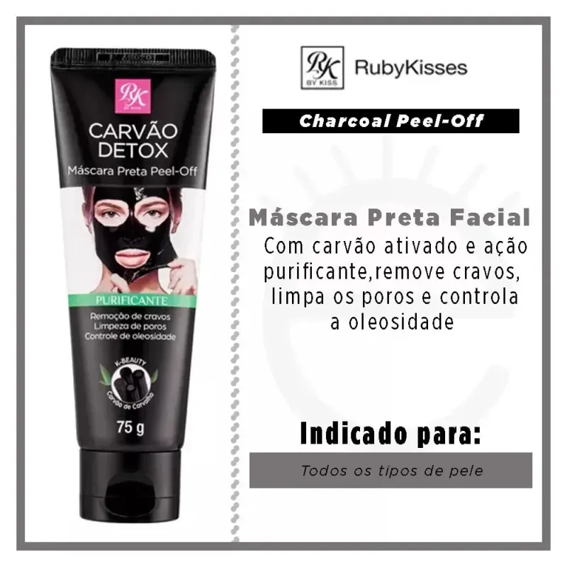 Mascara-Preta-Facial-Carvao-Detox-Peel-Off-RK-By-Kiss-75g---Imagem-2