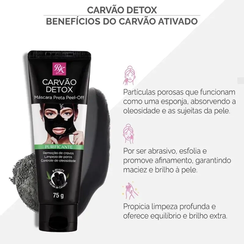 Mascara-Preta-Facial-Carvao-Detox-Peel-Off-RK-By-Kiss-75g---Imagem-1
