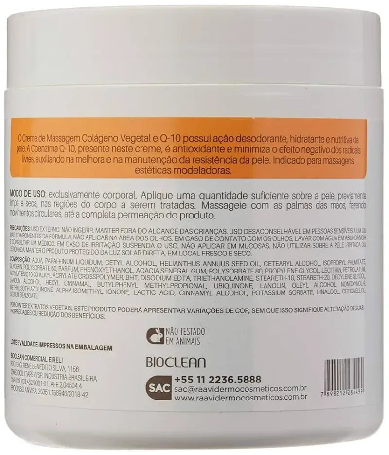 Creme-de-Massagem-Raavi-Colageno-Vegetal-Q10-500g---Imagem-1