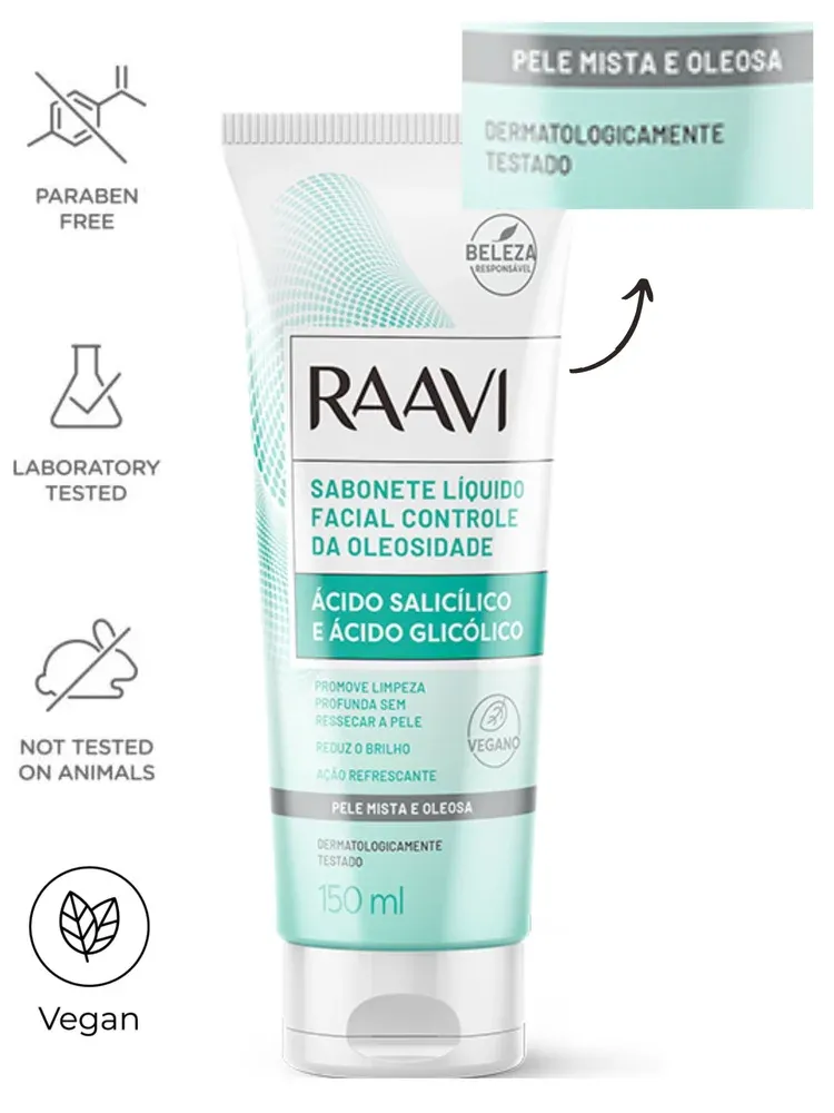 Sabonete-Facial-Liquido-Raavi-Controle-da-Oleosidade-150ml---Imagem-1