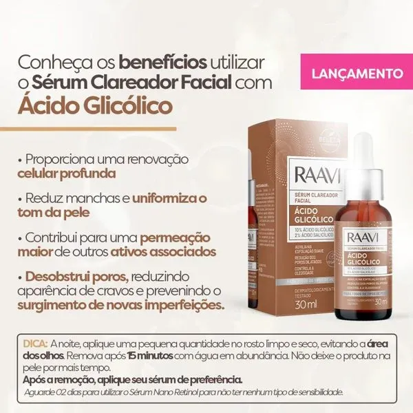 Serum-Facial-Clareador-Raavi-Acido-Glicolico-30ml---Imagem-1