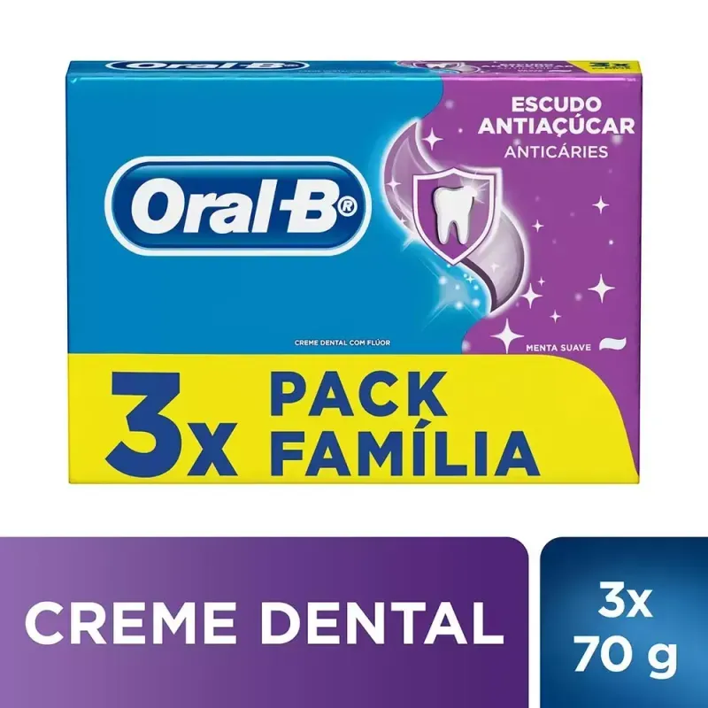 Kit-Creme-Dental-Oral-B-Escudo-AntiAcucar-Anticaries-com-3-Unidades---Imagem-1