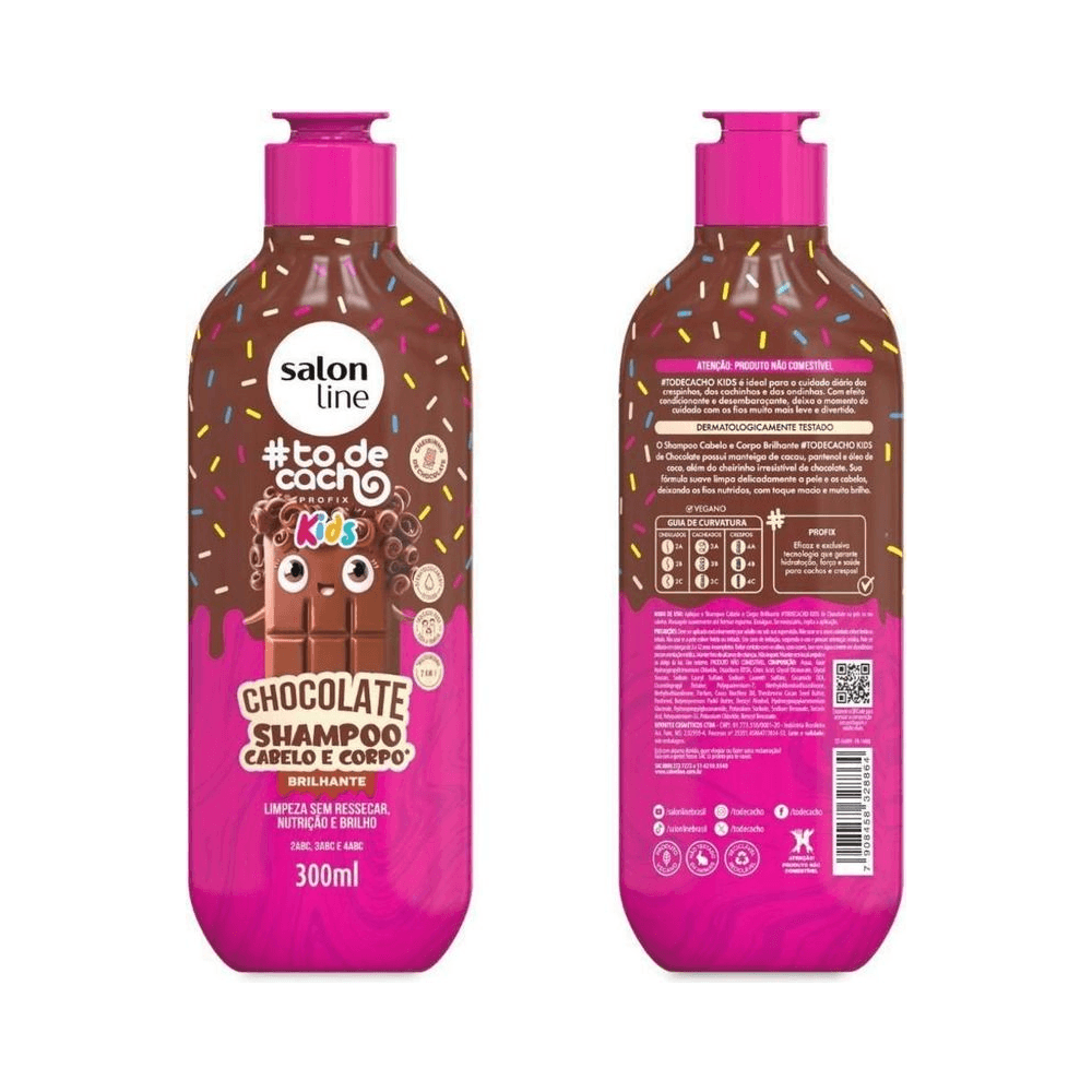 Kit Shampoo 300ml e Condicionador 200ml #todecacho Kids Chocolate
