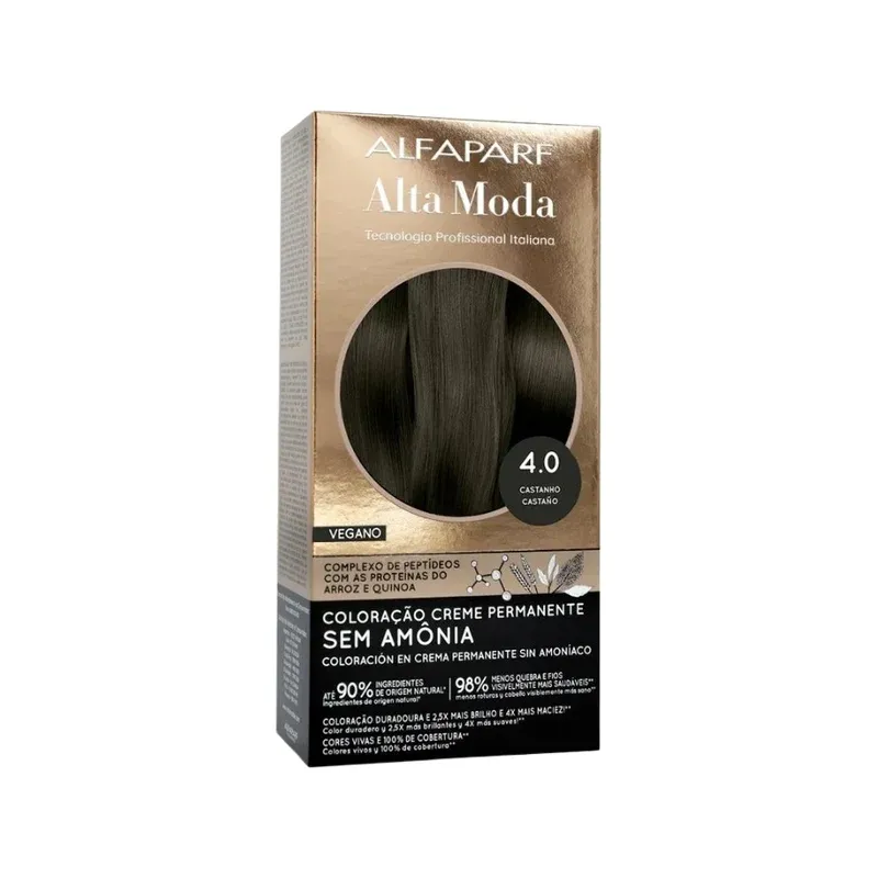 Coloração Creme Permanente sem Amônia Alfaparf Alta Moda 4.0 Castanho 2