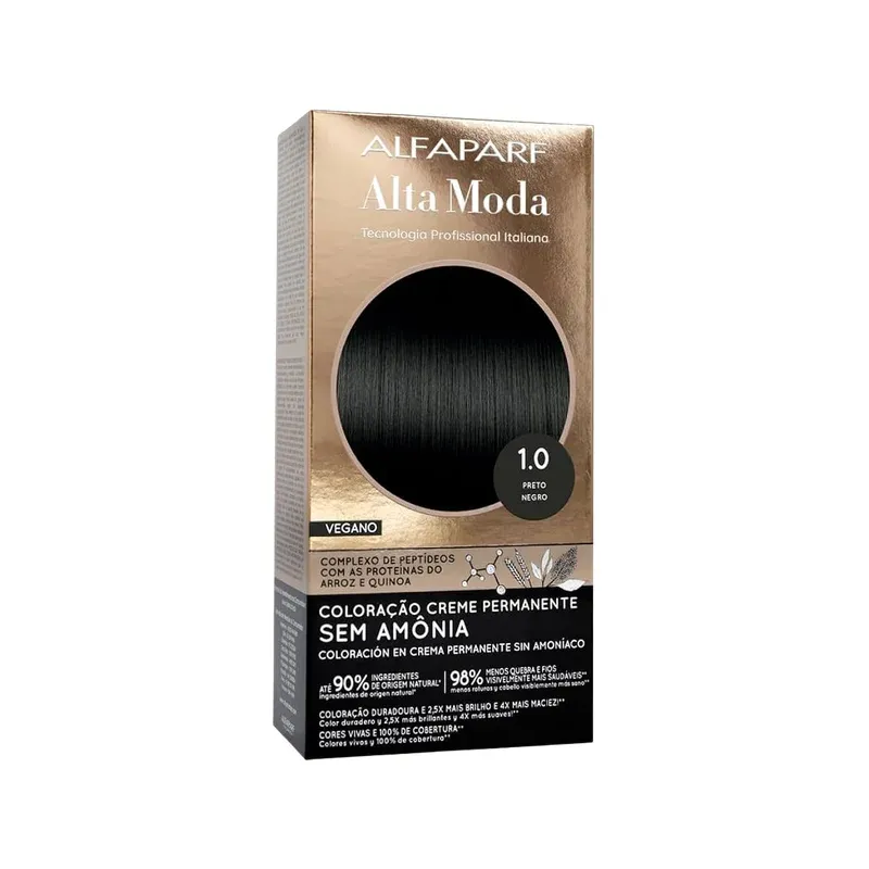 Coloração Creme Permanente Tint Altamoda S/Amônia 1.0 Preto 2