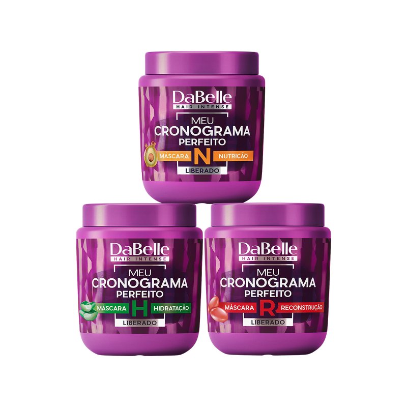 Kit Máscaras Capilar Dabelle Hair Intense Meu Cronograma Perfeito Hidratação Nutrição Reconstrução 3x400g 2