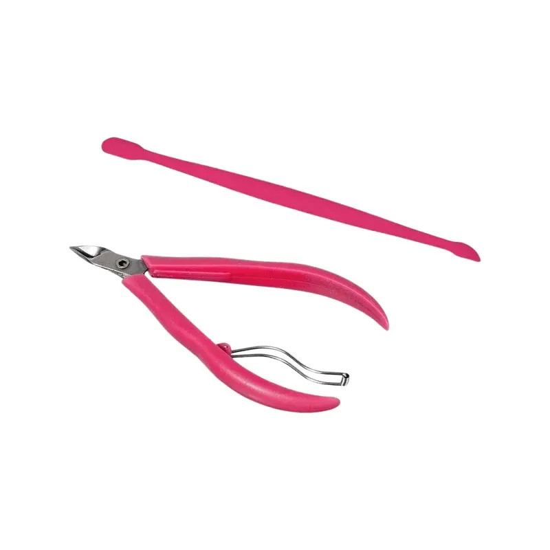 Alicate de Cutícula Cabo Plástico Rosa com Espátula Proart 2